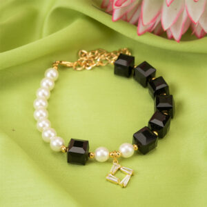 Black & Pearl Charm Bracelet